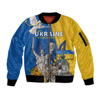 Personalized Ukraine Independence Day Sleeve Zip Bomber Jacket Tryzub Heritage Freedom Pride