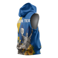 Personalized Ukraine Independence Day Sleeveless Hoodie Tryzub Heritage Freedom Pride