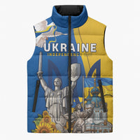 Personalized Ukraine Independence Day Sleeveless Puffer Jacket Tryzub Heritage Freedom Pride