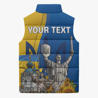 Personalized Ukraine Independence Day Sleeveless Puffer Jacket Tryzub Heritage Freedom Pride