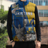 Personalized Ukraine Independence Day Sleeveless Puffer Jacket Tryzub Heritage Freedom Pride