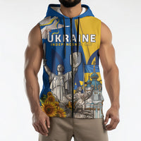 Personalized Ukraine Independence Day Sleeveless Zip Hoodie Tryzub Heritage Freedom Pride