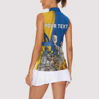Personalized Ukraine Independence Day Women Sleeveless Polo Shirt Tryzub Heritage Freedom Pride