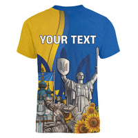 Personalized Ukraine Independence Day Women V-Neck T-Shirt Tryzub Heritage Freedom Pride