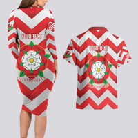 Personalized Glamorgan Wales Couples Matching Long Sleeve Bodycon Dress and Hawaiian Shirt The Tudor Rose Of Wales - Wonder Print Shop