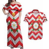 Personalized Glamorgan Wales Couples Matching Off Shoulder Maxi Dress and Hawaiian Shirt The Tudor Rose Of Wales - Wonder Print Shop