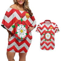 Personalized Glamorgan Wales Couples Matching Off Shoulder Short Dress and Hawaiian Shirt The Tudor Rose Of Wales - Wonder Print Shop