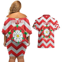 Personalized Glamorgan Wales Couples Matching Off Shoulder Short Dress and Hawaiian Shirt The Tudor Rose Of Wales - Wonder Print Shop