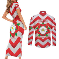 Personalized Glamorgan Wales Couples Matching Short Sleeve Bodycon Dress and Long Sleeve Button Shirt The Tudor Rose Of Wales - Wonder Print Shop