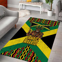 Jamaica Warrior Spirit Area Rug Tribal Fighter in Reggae Colors - Wonder Print Shop
