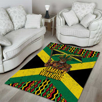Jamaica Warrior Spirit Area Rug Tribal Fighter in Reggae Colors - Wonder Print Shop