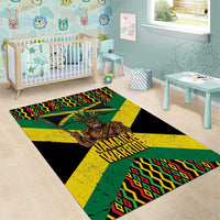Jamaica Warrior Spirit Area Rug Tribal Fighter in Reggae Colors - Wonder Print Shop