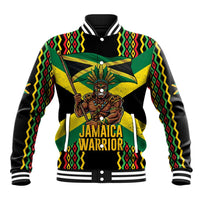 Jamaica Warrior Spirit Baseball Jacket Tribal Fighter in Reggae Colors - Wonder Print Shop