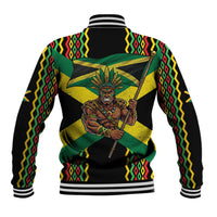 Jamaica Warrior Spirit Baseball Jacket Tribal Fighter in Reggae Colors - Wonder Print Shop