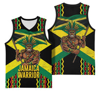 Jamaica Warrior Spirit Basketball Jersey Tribal Fighter in Reggae Colors - Wonder Print Shop