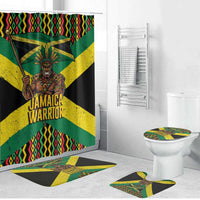 Jamaica Warrior Spirit Bathroom Set Tribal Fighter in Reggae Colors - Wonder Print Shop