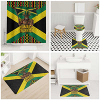 Jamaica Warrior Spirit Bathroom Set Tribal Fighter in Reggae Colors - Wonder Print Shop