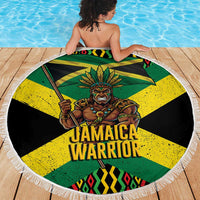 Jamaica Warrior Spirit Beach Blanket Tribal Fighter in Reggae Colors - Wonder Print Shop