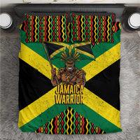 Jamaica Warrior Spirit Bedding Set Tribal Fighter in Reggae Colors - Wonder Print Shop