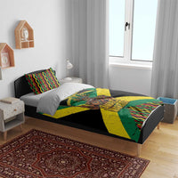 Jamaica Warrior Spirit Bedding Set Tribal Fighter in Reggae Colors - Wonder Print Shop