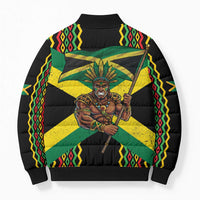 Jamaica Warrior Spirit Bomber Puffer Jacket Tribal Fighter in Reggae Colors - Wonder Print Shop