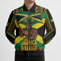 Jamaica Warrior Spirit Bomber Puffer Jacket Tribal Fighter in Reggae Colors - Wonder Print Shop