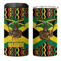 Jamaica Warrior Spirit 4 in 1 Can Cooler Tumbler Tribal Fighter in Reggae Colors - Wonder Print Shop