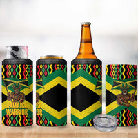 Jamaica Warrior Spirit 4 in 1 Can Cooler Tumbler Tribal Fighter in Reggae Colors - Wonder Print Shop