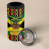 Jamaica Warrior Spirit 4 in 1 Can Cooler Tumbler Tribal Fighter in Reggae Colors - Wonder Print Shop