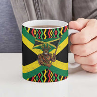 Jamaica Warrior Spirit Ceramic Mug Tribal Fighter in Reggae Colors - Wonder Print Shop