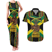 Jamaica Warrior Spirit Couples Matching Tank Maxi Dress and Hawaiian Shirt Tribal Fighter in Reggae Colors - Wonder Print Shop