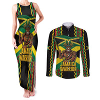 Jamaica Warrior Spirit Couples Matching Tank Maxi Dress and Long Sleeve Button Shirt Tribal Fighter in Reggae Colors - Wonder Print Shop