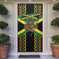 Jamaica Warrior Spirit Door Cover Tribal Fighter in Reggae Colors - Wonder Print Shop