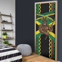 Jamaica Warrior Spirit Door Cover Tribal Fighter in Reggae Colors - Wonder Print Shop