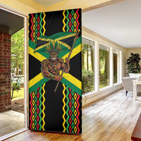 Jamaica Warrior Spirit Door Cover Tribal Fighter in Reggae Colors - Wonder Print Shop