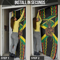 Jamaica Warrior Spirit Door Cover Tribal Fighter in Reggae Colors - Wonder Print Shop