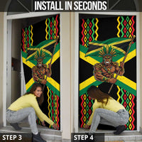 Jamaica Warrior Spirit Door Cover Tribal Fighter in Reggae Colors - Wonder Print Shop