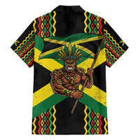 Jamaica Warrior Spirit Family Matching Long Sleeve Bodycon Dress and Hawaiian Shirt Tribal Fighter in Reggae Colors - Wonder Print Shop