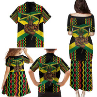Jamaica Warrior Spirit Family Matching Puletasi and Hawaiian Shirt Tribal Fighter in Reggae Colors - Wonder Print Shop