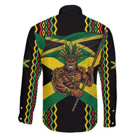 Jamaica Warrior Spirit Family Matching Puletasi and Hawaiian Shirt Tribal Fighter in Reggae Colors - Wonder Print Shop
