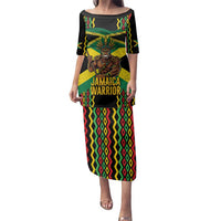 Jamaica Warrior Spirit Family Matching Puletasi and Hawaiian Shirt Tribal Fighter in Reggae Colors - Wonder Print Shop