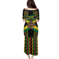 Jamaica Warrior Spirit Family Matching Puletasi and Hawaiian Shirt Tribal Fighter in Reggae Colors - Wonder Print Shop