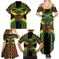 Jamaica Warrior Spirit Family Matching Summer Maxi Dress and Hawaiian Shirt Tribal Fighter in Reggae Colors - Wonder Print Shop