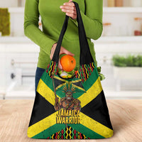 Jamaica Warrior Spirit Grocery Bag Tribal Fighter in Reggae Colors - Wonder Print Shop