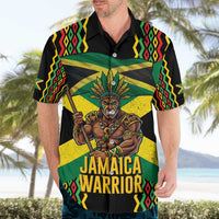 Jamaica Warrior Spirit Hawaiian Shirt Tribal Fighter in Reggae Colors - Wonder Print Shop
