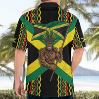 Jamaica Warrior Spirit Hawaiian Shirt Tribal Fighter in Reggae Colors - Wonder Print Shop