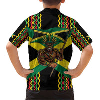Jamaica Warrior Spirit Hawaiian Shirt Tribal Fighter in Reggae Colors - Wonder Print Shop