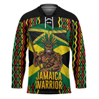Jamaica Warrior Spirit Hockey Jersey Tribal Fighter in Reggae Colors - Wonder Print Shop