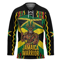 Jamaica Warrior Spirit Hockey Jersey Tribal Fighter in Reggae Colors - Wonder Print Shop