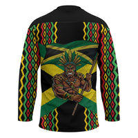 Jamaica Warrior Spirit Hockey Jersey Tribal Fighter in Reggae Colors - Wonder Print Shop